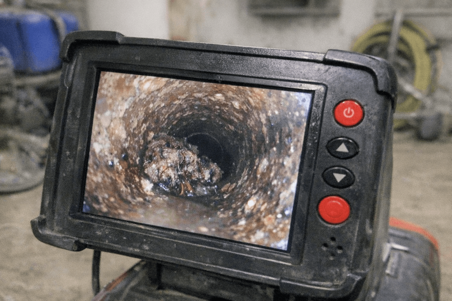 Innenansicht eines Rohres während der Kamerauntersuchung